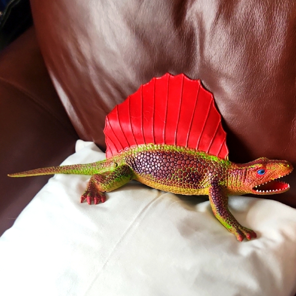 Vintage Reptile Toy with Red and Green Scales